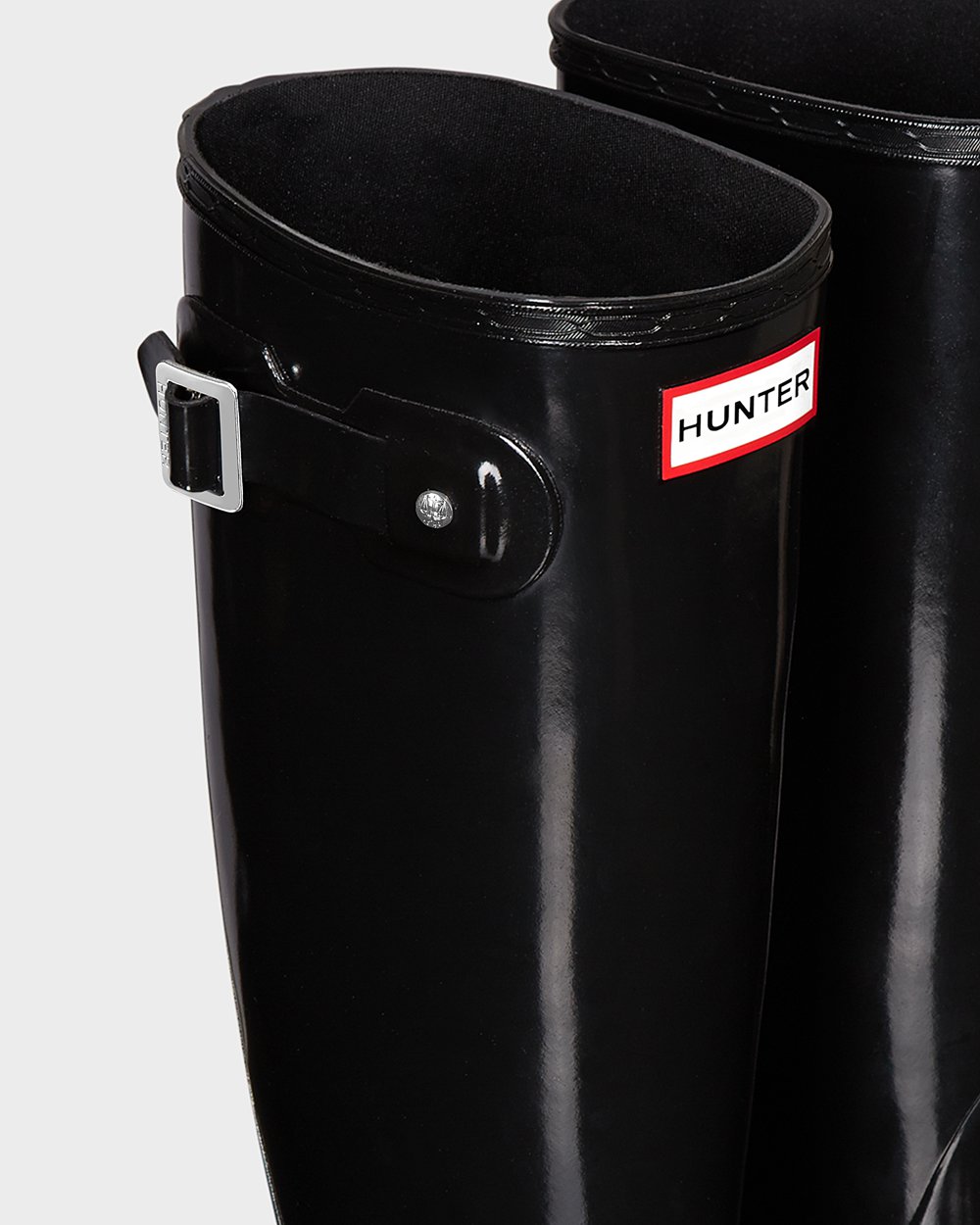 Womens Hunter Original Gloss - Tall Rain Boots Black - 6153-XIHDL